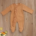 thumbnail image 2 of Franhais Newborn Infant One-piece Footed Pajamas Round Neck Zipper Footed Jumpsuit Solid Color Ruffle Nightclothes, 2 of 9