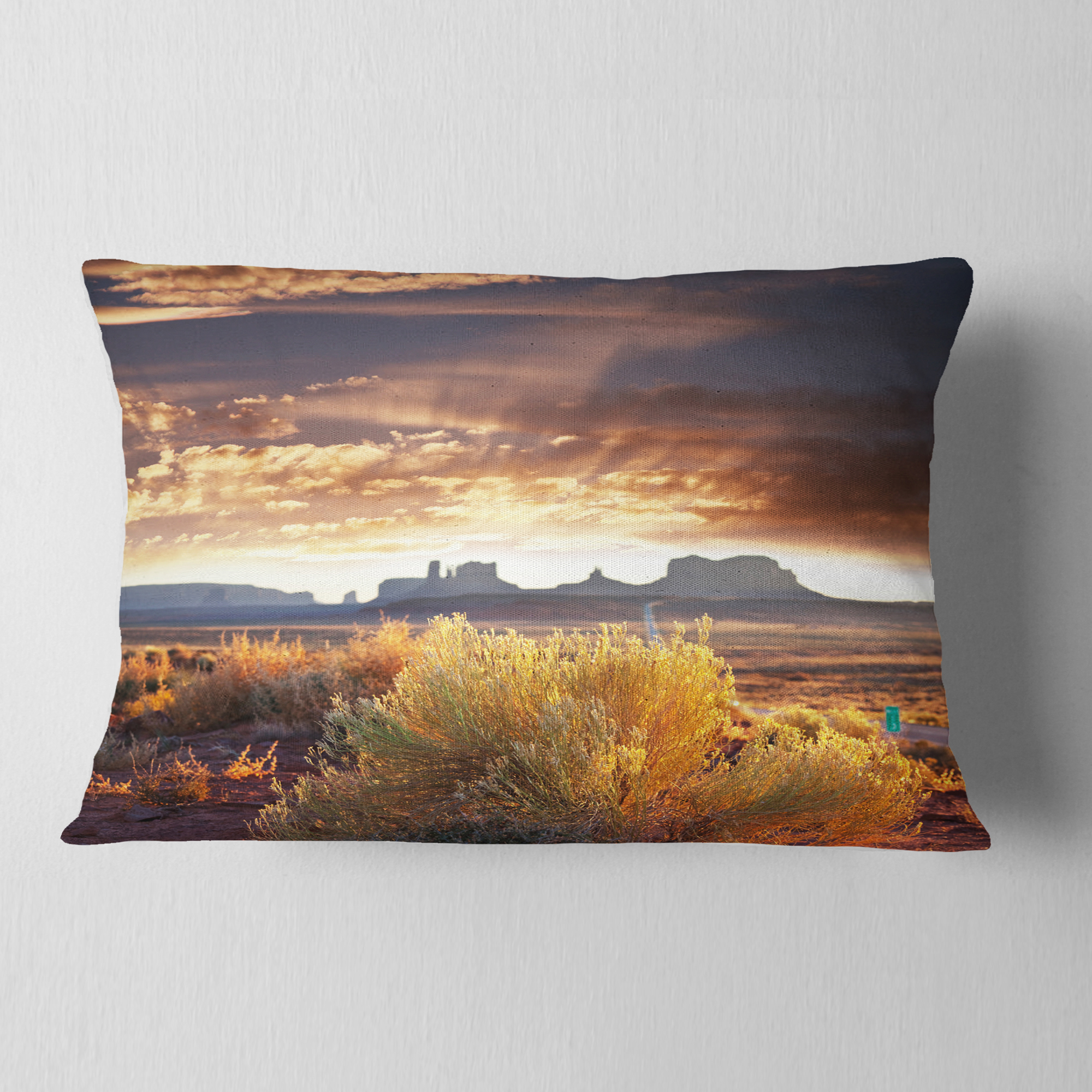 Designart 12" x 20" Green Polyester Throw Pillow