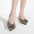 thumbnail image 7 of Women's Flats Shoes Rhinestone Pointed Toe Flats Comfort Low Wedge Dressy Flats Silver Bowknot Flats Light Weight Casual Ballet Shoes, 7 of 7