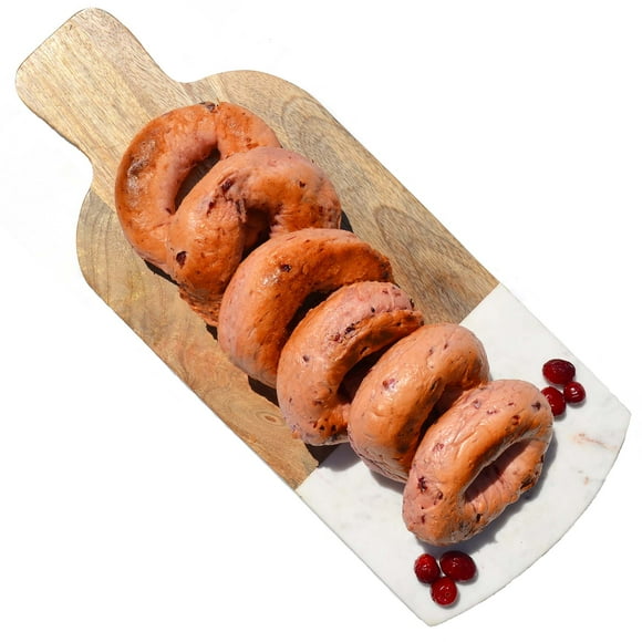 Fresh MTL Bagel: Cranberry, Baked in a traditional wood-burning oven in Montreal, case of 6 (6 packages of 6 bagels)