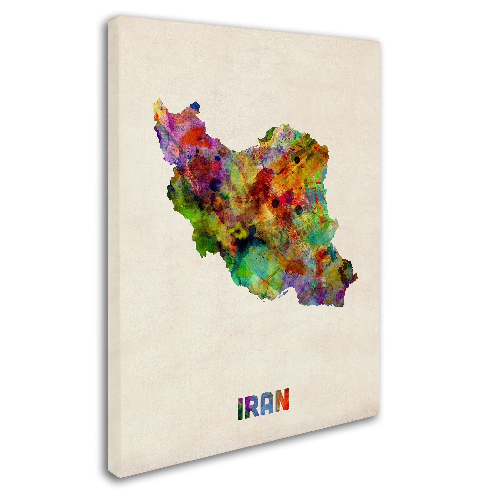 Trademark Fine Art "Iran Watercolor Map" Canvas Art by Michael Tompsett