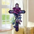 thumbnail image 4 of Purple Rose Cross Suncatcher Hanging Decor, 2D Window Ornament for Home, Church, Gift and Spiritual Decoration, 4 of 5