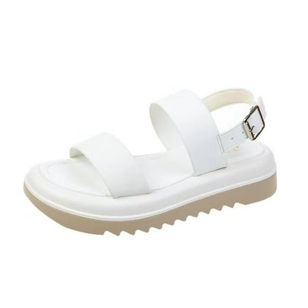 

YYYTop Gladiators Sandals for Women Strappy Sandals for Women Sandals Women s Summer Fashion Versatile Belt Buckle Flat Casual Thick Bottomed Beach Shoes House Slippers for Woman Summer Savings