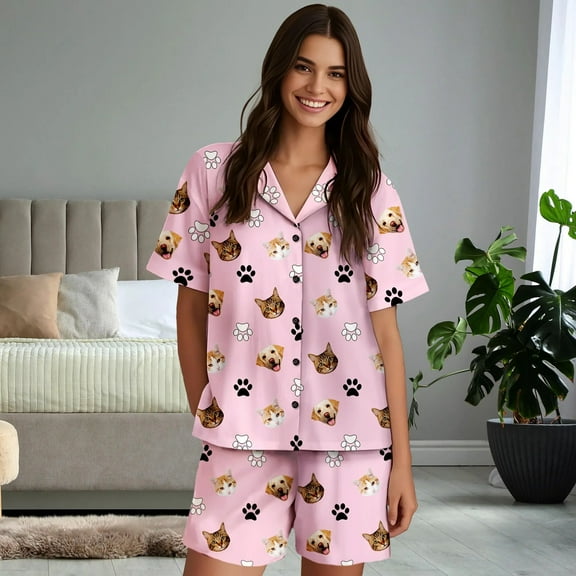Pet Face Pajama, Dog Cat Face Pajama, Photo Pajamas, Couple Pajamas set,Gift for Birthday,Father's day Gift