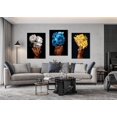thumbnail image 2 of Hieng 3 Panels Abstract Black Woman Wall Art Modern American African Canvas Prints Painting for Living Room Bedroom Office - 12"x16"x3pcs, 2 of 5