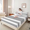 thumbnail image 3 of Castle Fairy Minimalist Horizontal Band Bed Sheets 4-Piece,Retro Solid Stripe Full Size Sheets,Black White,1 Flat Sheet, 1 Fitted Sheet and 2 Pillowcases, 3 of 7