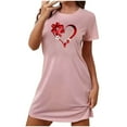 thumbnail image 2 of Zorckvet Womens Valentine Nightgowns Sleepshirts Soft Comfortable Heart Graphic Casual Plus Size Nightshirts for Women Short Sleeve, 2 of 3