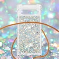thumbnail image 5 of Glitter Case for Google Pixel 7A with Adjustable Lanyard Neck Strap, Sparkle Transparent Quicksand Waterfall Soft TPU Liquid Cover for Google Pixel 7A LSGS-Silver, 5 of 14