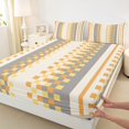thumbnail image 2 of Manfei Chic Abstract Teens Bed Sheets, Yellow Square Checkered King Sheets, Modern Buffalo Plaid Sheet Set, Microfiber Bedroom Decor, 4pcs, 2 of 6