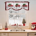 thumbnail image 2 of Christmas Red Truck Tie Up Valances Curtain, Winter Tree Snowflake Red Plaid Adjustable Rod Pocket Short Window Treatment Tie Up Curtains Valances for Kitchen Living Room Bathroom 54x18 Inches, 2 of 9