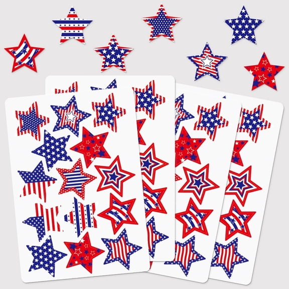 4th of July Temporary Tattoos, American National Flag Red White Blue Stickers, USA Party Favors, Memorial Day, Independence Day Supplies (4Pcs)