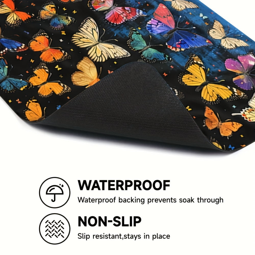 Butterfly Pattern, Washing Machine Dust Cover Mat, Kitchen Accessories, Non-Slip, For Laundry Bathroom Home Decor, Room Decor