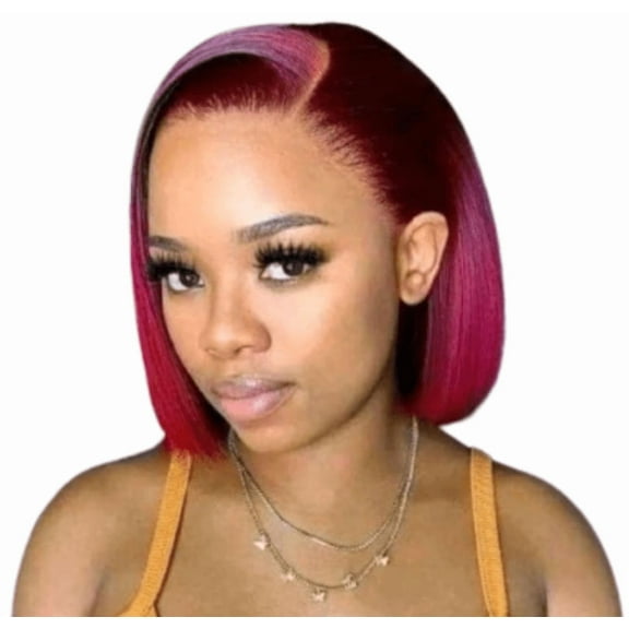 Fashion Wine Red Wigs Straight Hairpiece Synthetic Fibre Hair Natural Wigs Full Headgear Side Parting Design for Lady