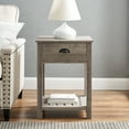 Woven Paths Farmhouse Single Drawer Open Shelf End Table, Grey Wash
