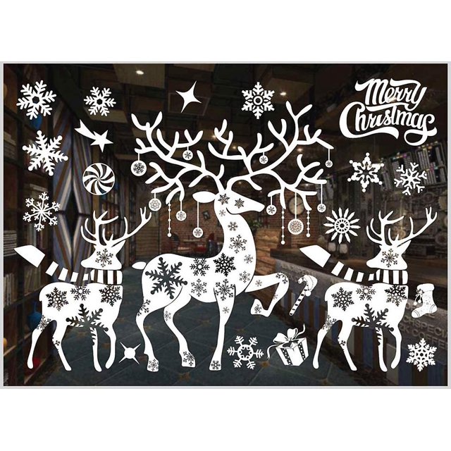 Pegatinas navideñas - Decoración navideña - Copo de nieve - Para ventana - Reno navideño