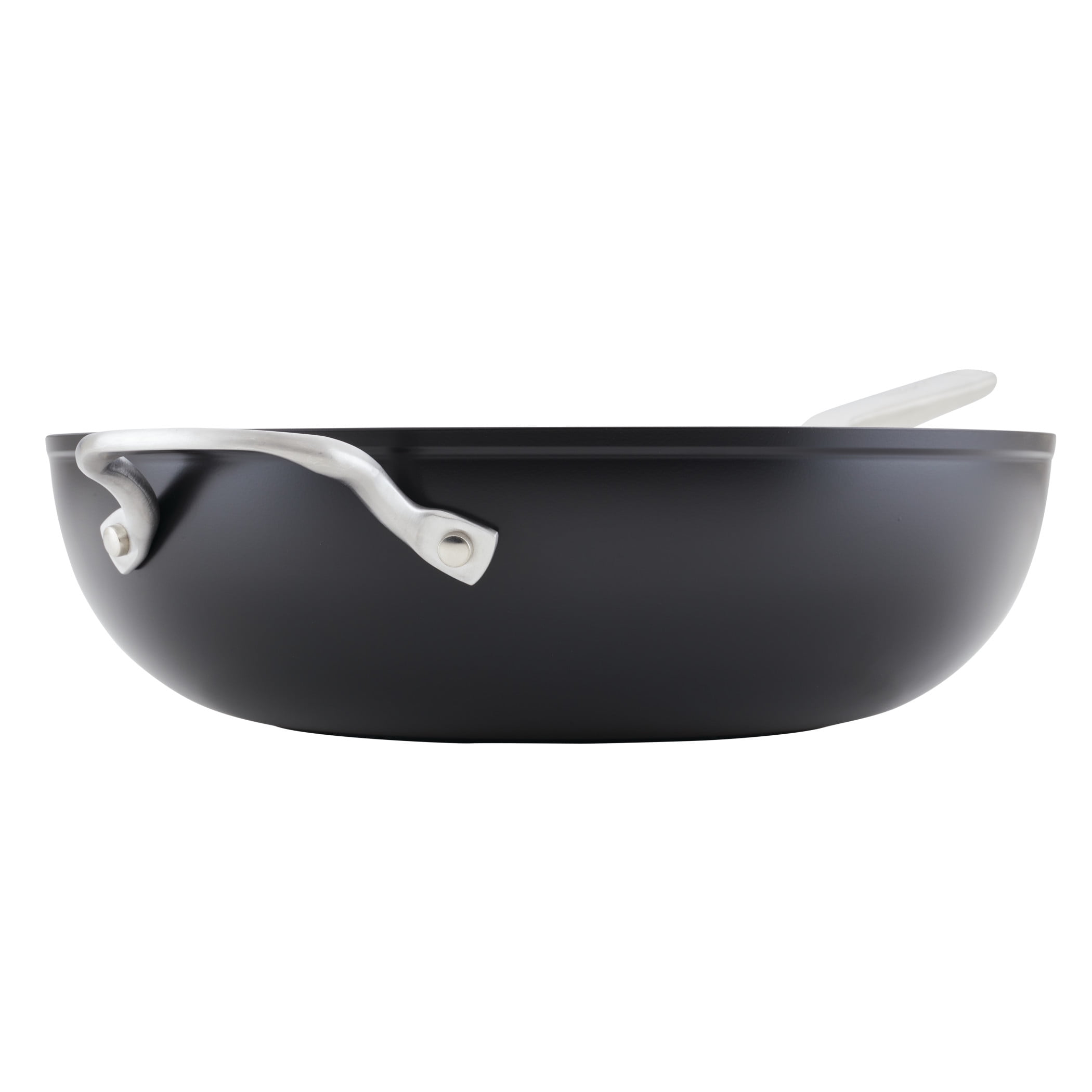 KitchenAid Hard-Anodized 12.25 Inch Induction Nonstick Stir Fry Pan / Wok with Helper Handle, Dishwasher Safe and Oven Safe to 500°F, Matte Black