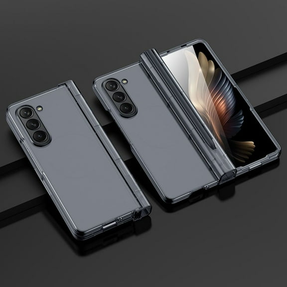 Compatible with Samsung Galaxy Z Fold 5 Case with Screen Protector Pen Slot Shockproof Protective Case-Transparent
