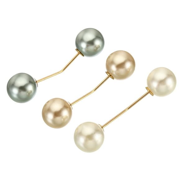 Uxcell Pearl Brooch Pins 1.8 Inch Metal Faux Pearl Decorative Collar Safety Pins Clips, Gray/White/Gold, 3pcs