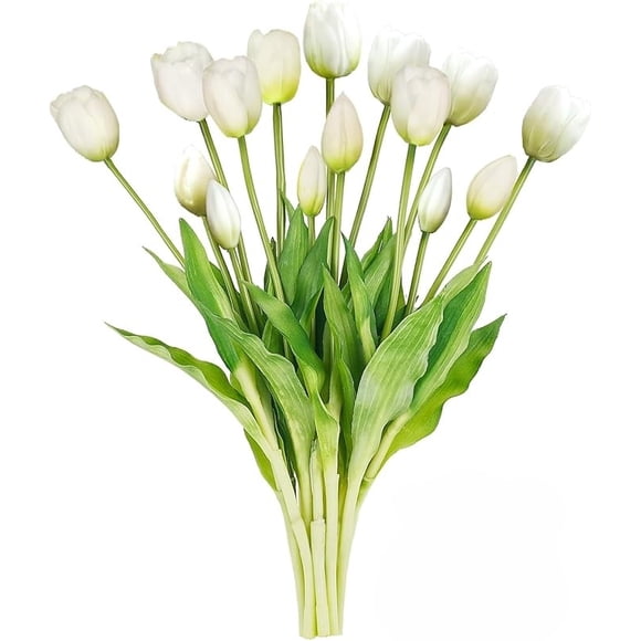 Artificial Tulips with Flowers Scent White Yellow Pink Orange Lifelike Faux Tulips Fake Flowers for Wedding Party Festivals Home and Office Decor