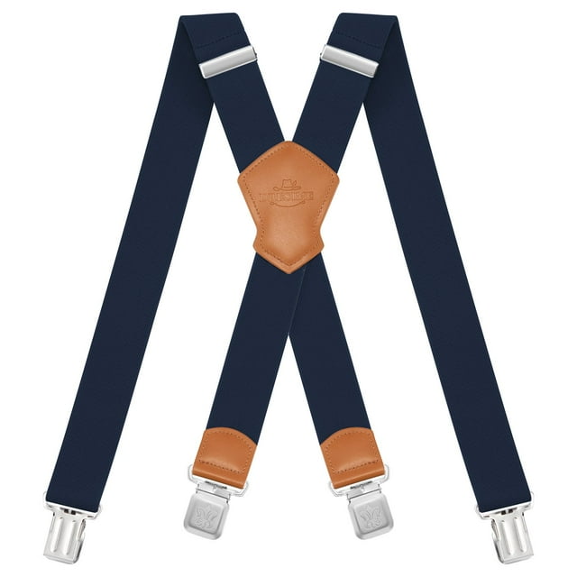 BIGLUFU Men's Suspenders, with Heavy Duty Clip Wide XBack for Work