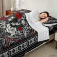 thumbnail image 3 of Erosebridal Chic Butterfly Full Size Sheets, Bohemian Aztec Mandala Bed Sheets, Black Gray Red, 4 Pieces 1 Flat Sheet, 1 Fitted Sheet and 2 Pillowcases, 3 of 5