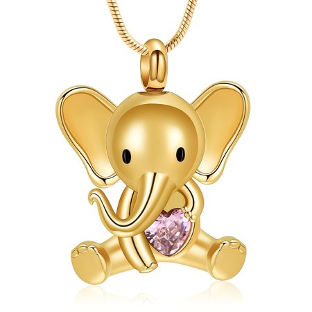 Urn Necklace for Ashes Elephant Cremation Jewelry Heart Crystal Ashes Pendant Stainless Steel Keepsake Memorial for Jewelry for Men Women