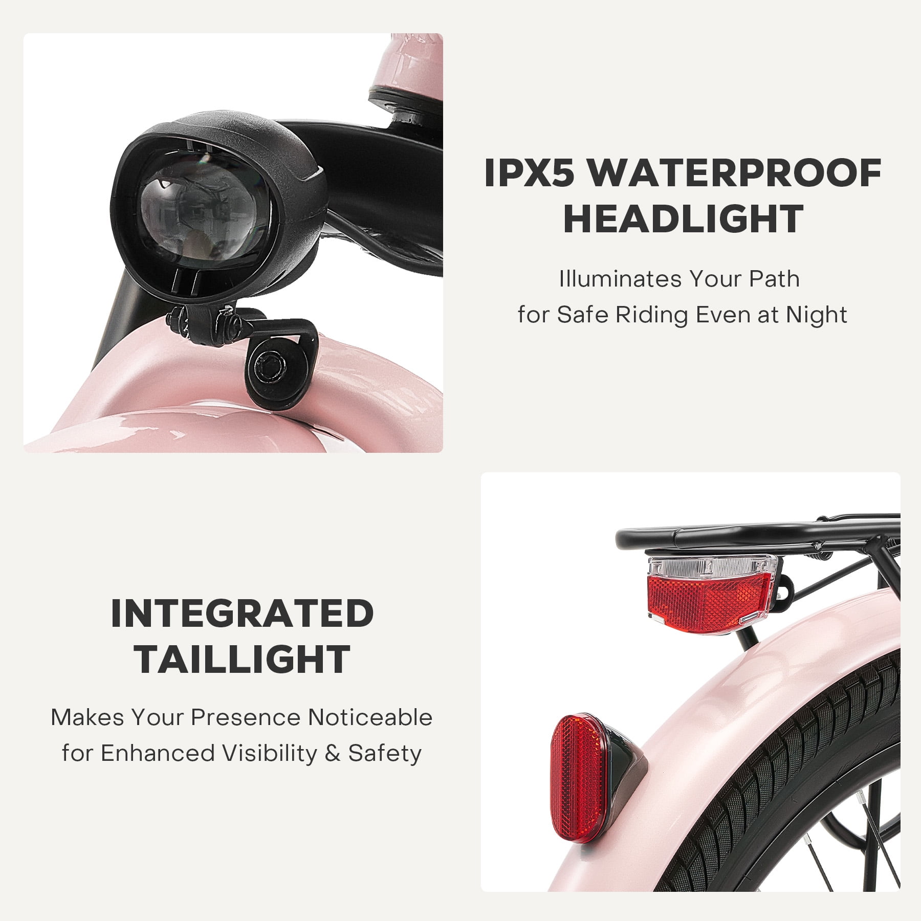 Viribus 26" 500W Electric Bike Front Suspension for Men Women Seniors with 48V 13Ah Battery, Pink
