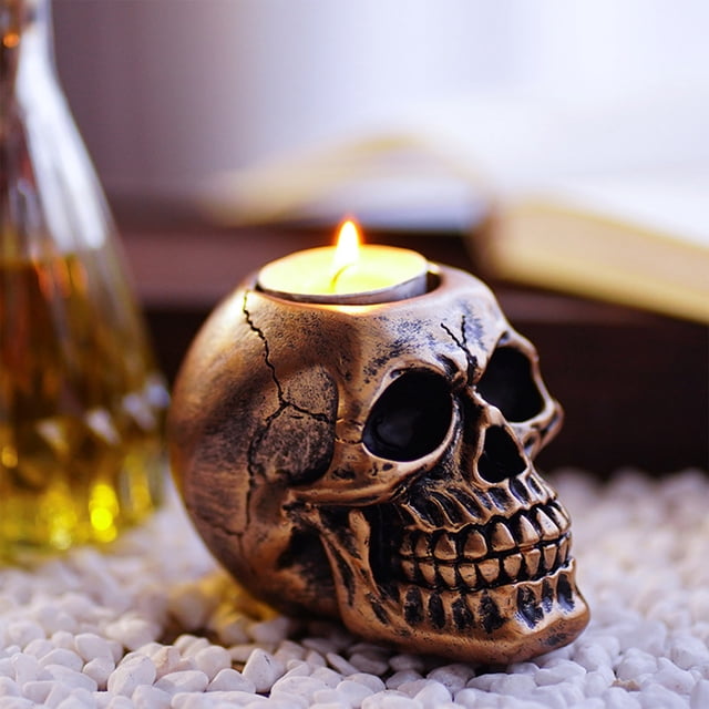 Décorations de Crâne d'Halloween - Support de Crâne Effrayant en Résine pour Fête, Maison Hantée, Cimetière et Décor Extérieur - Accessoires d'Halloween Durables et Réutilisables pour Soirée Effrayante et Événements à Thème