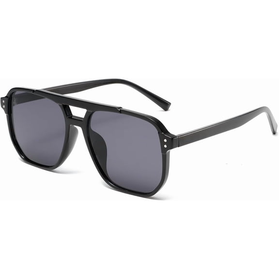Retro Square Sunglasses Women Men 70s Double Bridge Aviation Square Sun Glasses Trendy Shades UV400