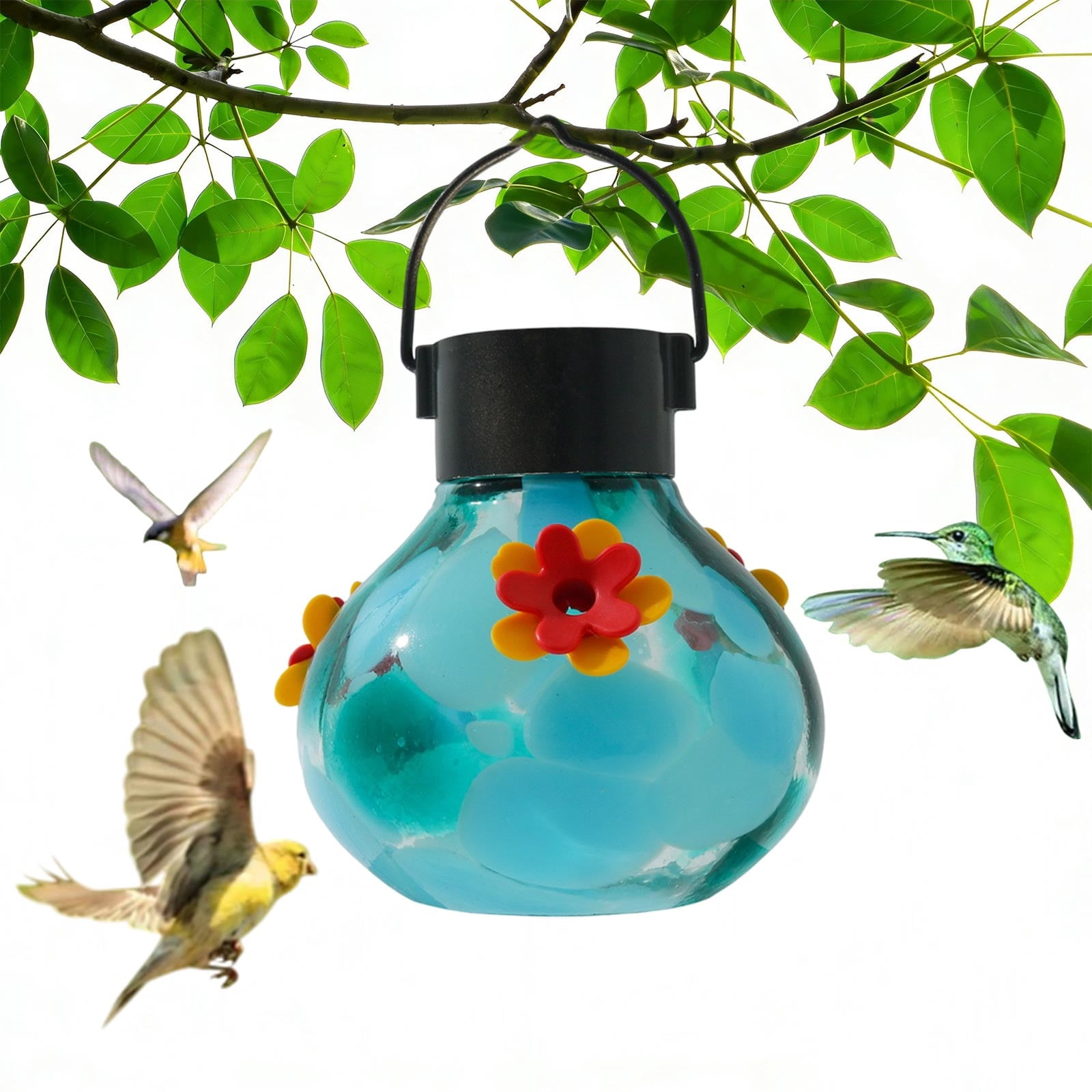Camnix Solar Lighted Hummingbirds Feeder Automatic Unit Patio Hanging Outdoor Decoration