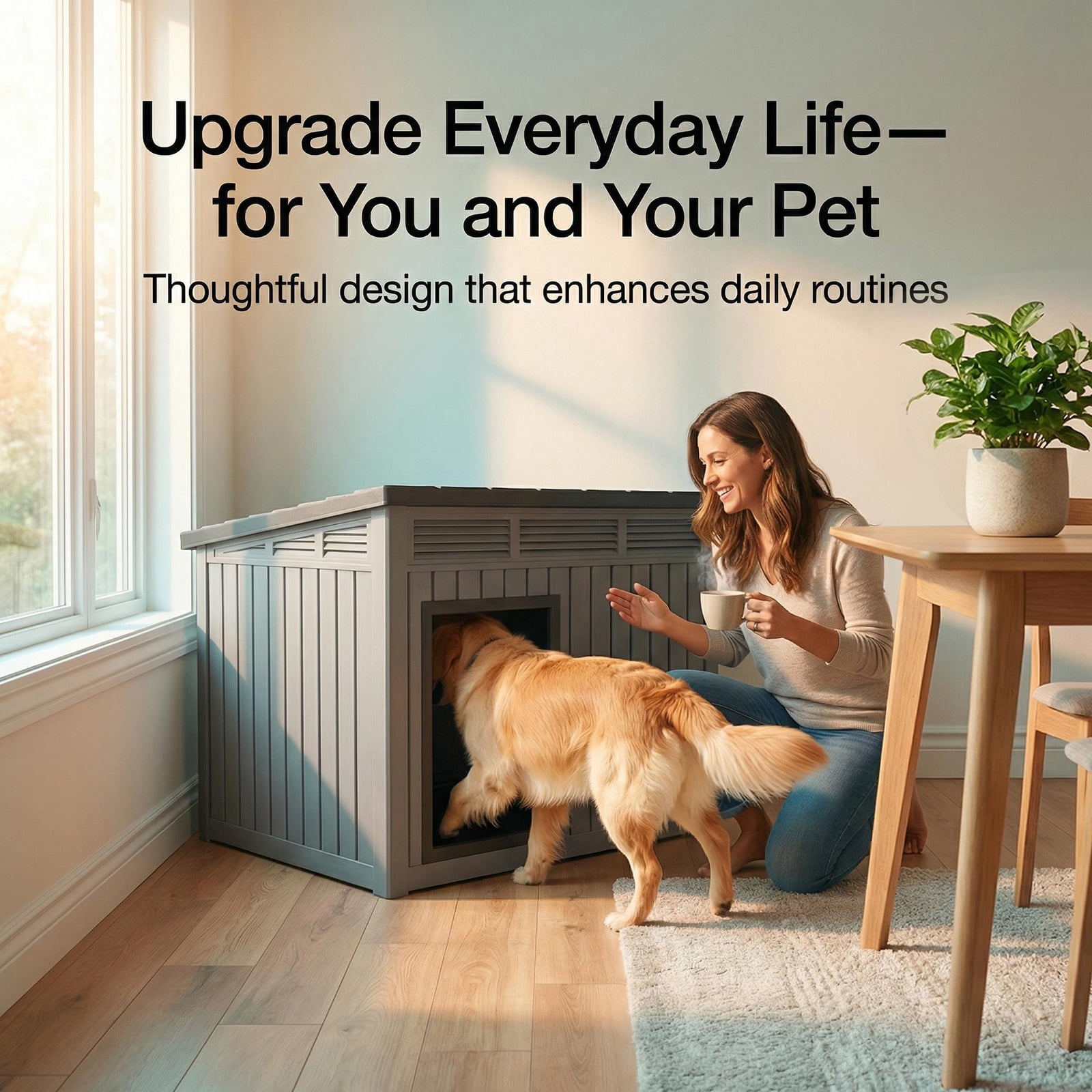 Dog House for Both Indoor and Outdoor with Weatherproof Roof Removable Floors for Medium to Large Dogs Interior Space (Black, Medium(32.2 * 25.12 * 24.13in)