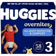 Huggies Overnites Nighttime Diapers, Size 3 (16-28 lbs), 58 Count (Select for More)