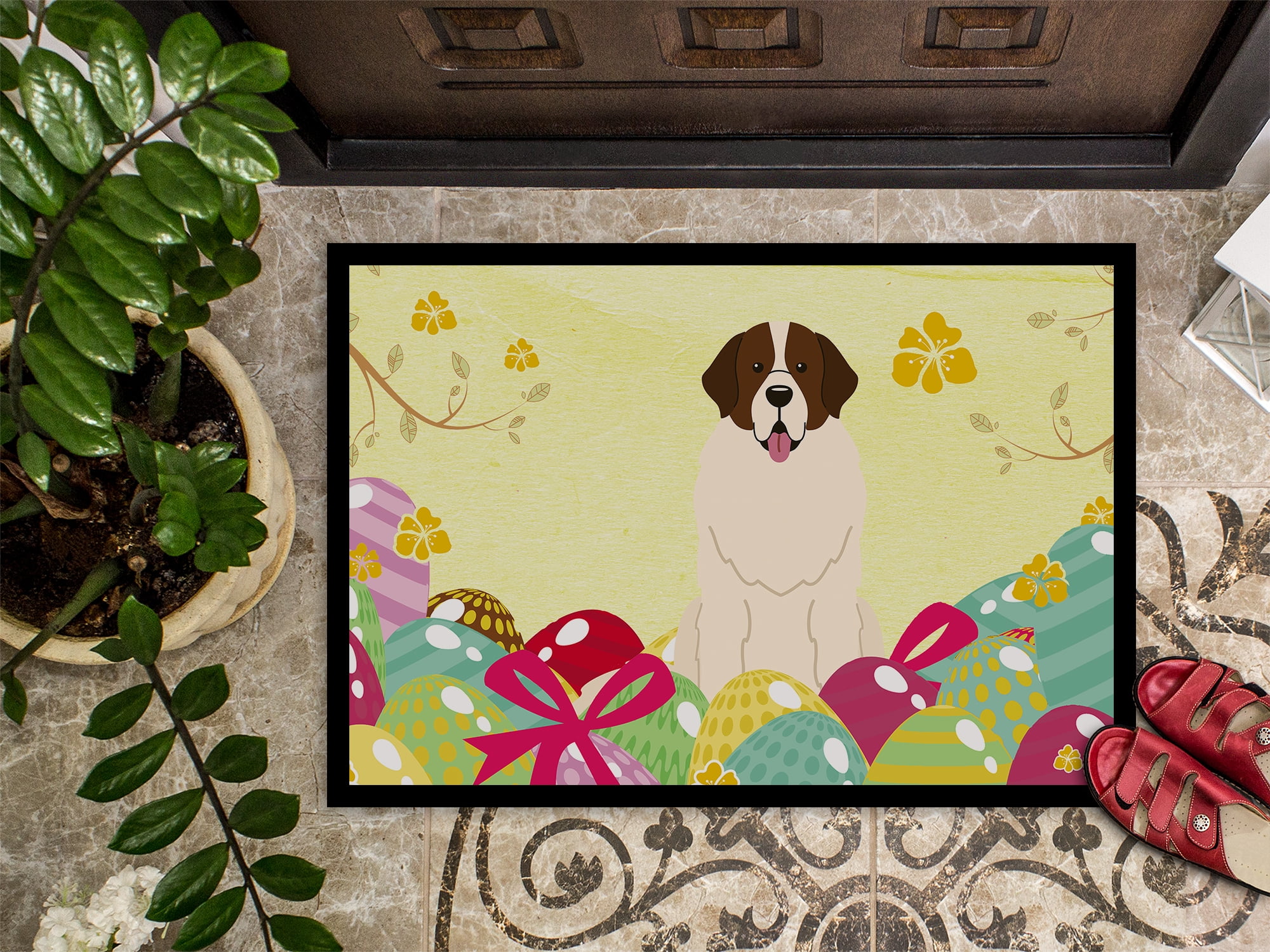 Carolines Treasures BB6027JMAT 24 x 36 in. Easter Eggs Moscow Watchdog Indoor or Outdoor Mat