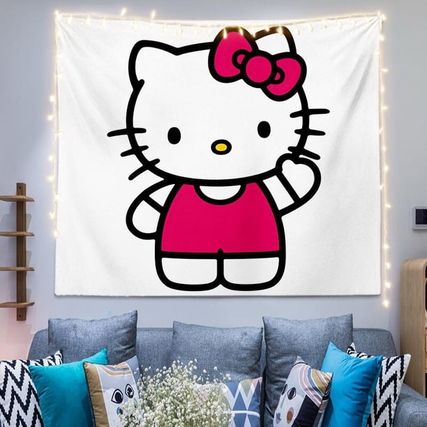 Kawaii Hello Kitty Sanrio My Melody Cinnamoroll Cartoon Blackgroud Cloth, lindo tapiz de pared para dormitorio, decoración de habitación