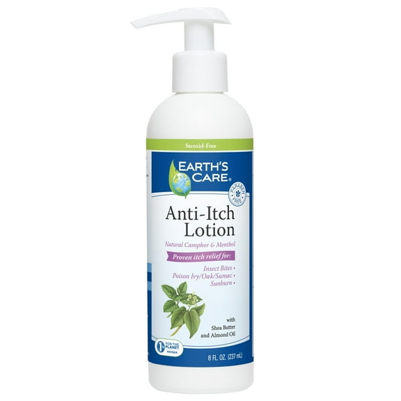 Earth’s Care Anti-Itch Lotion for Itchy Skin Relief with Shea Butter Almond Oil 8 Fl Oz