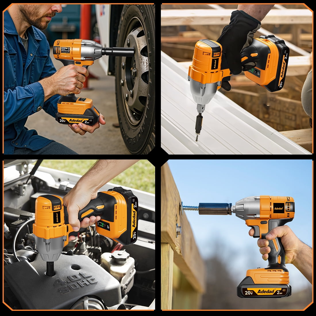 1/2 Power Impact Wrench 480N.m Impact Gun Cordless Electric Impact Driver with Battery and Charger include 17/19/20/21mm Sockets and 5 inch Extension Rod (1 xBattery)