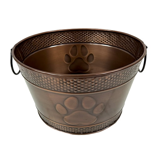 BREKX Metal Dog Toy Bin with Handles, Copper Finish, Storage Baskets (1 Pack)