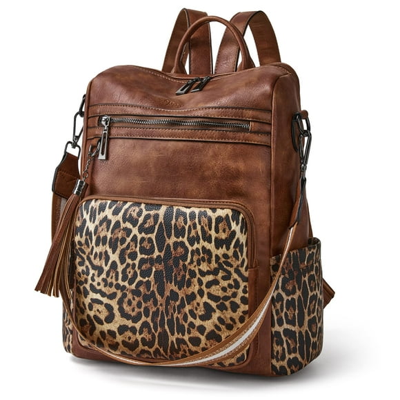 OPAGE Mochila de cuero para mujer, bolso de hombro con borlas a la moda, bolsos de viaje grandes de diseñador