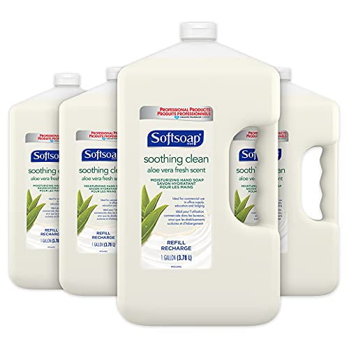 Softsoap Liquid Hand Soap Refill, Soothing Clean, Aloe Vera Fresh Scent - 1 gallon, Pack of 4