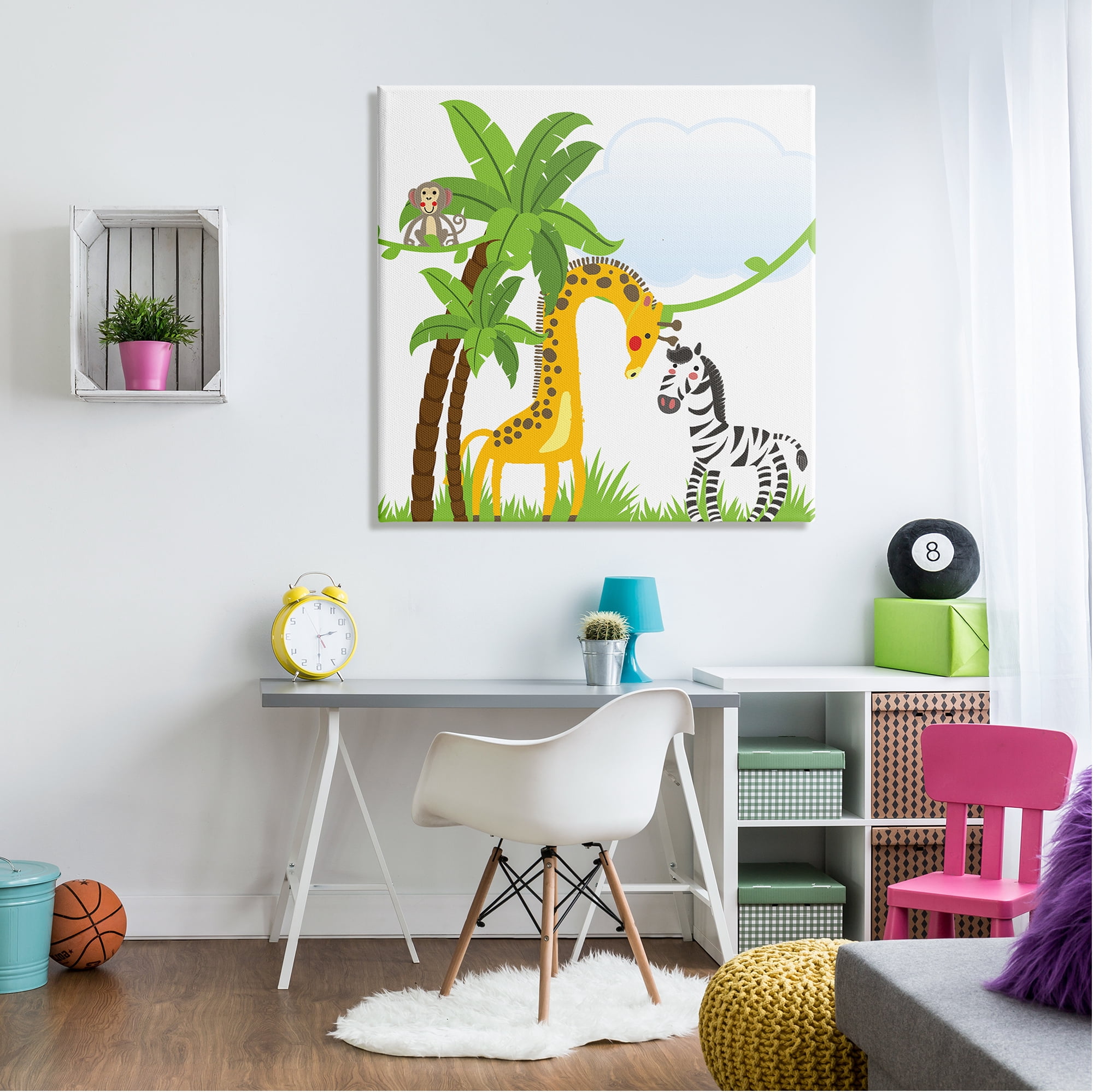 Stupell Industries Jungle Animals & Palm Trees Animals & Insects Painting Gallery Wrapped Canvas Art Print Wall Art, 36 x 36