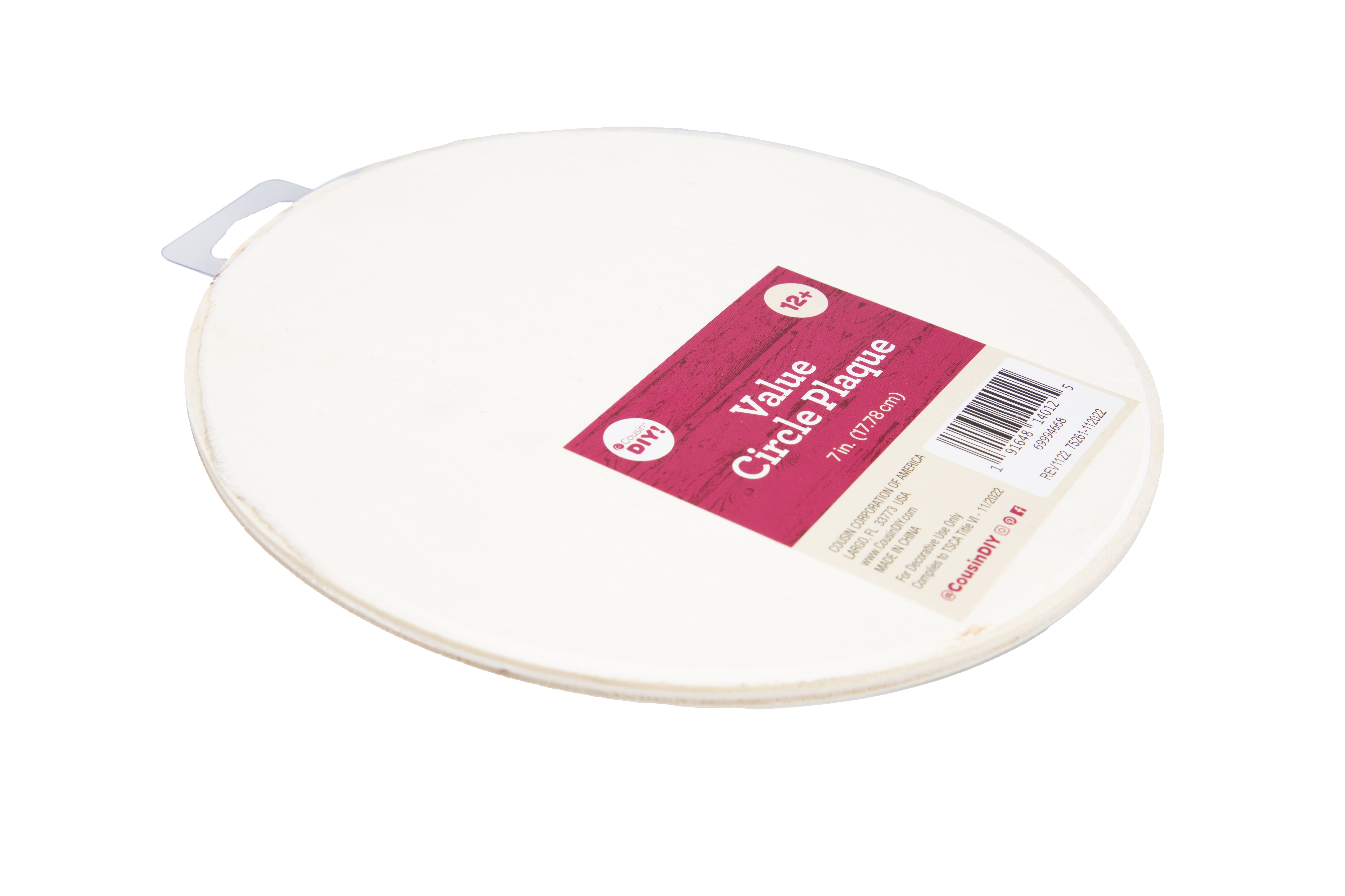 CousinDIY 7-Inch Round Unfinished Wood Circle Plaque for Crafting