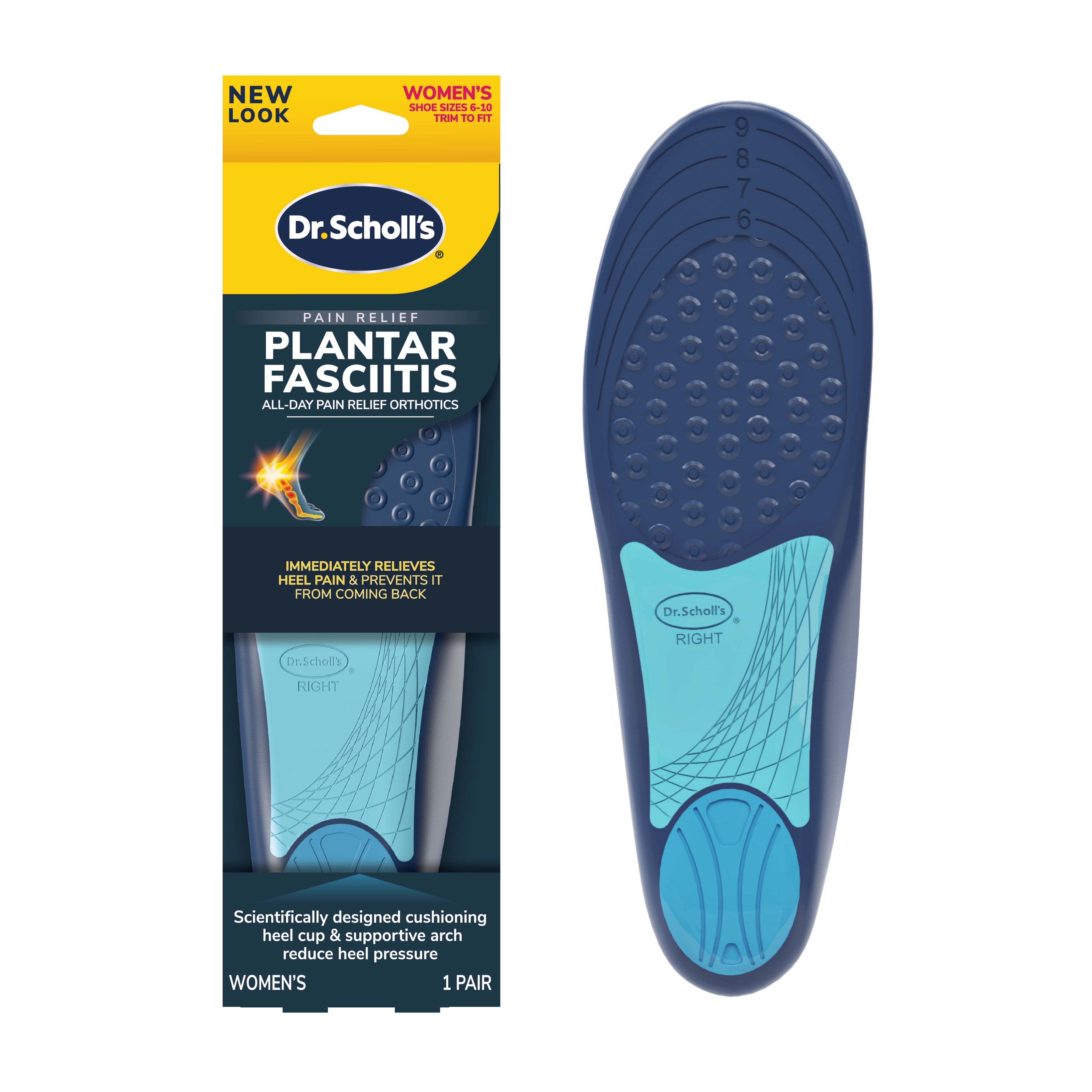 Dr. Scholl s Men s Orthotic Insoles Plantar Fasciitis Pain Relief Sizes 8 13 1 Pair Walmart