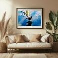 thumbnail image 3 of A duck at a psychedelic, colorful lakeside - Photography Bird Wildlife Nature Lake Water Scenic Animal Black Framed Wall Art Print 24 x 36 inches, 3 of 4