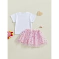 thumbnail image 5 of Baby Toddler Girl Birthday Outfit 6 12 18 24 Months 2T 3T 4T 5T Letter Embroidery Short Sleeve T-Shirt Glitter Tulle Skirt 2 Pcs Clothing Set, 5 of 9