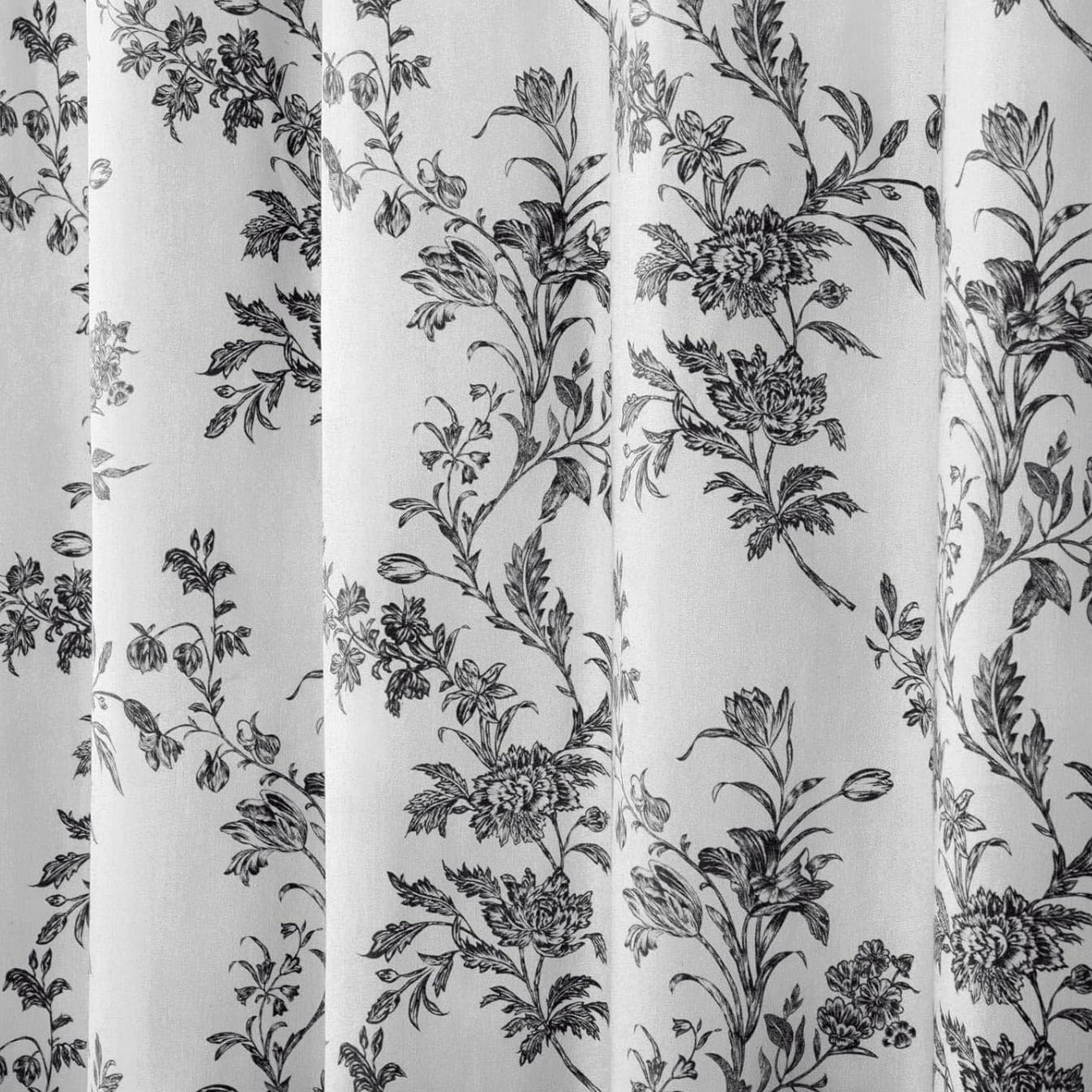 Psoiuetr Black and White Shower Curtain,Cotton Floral Cottagecore Spring Shower Curtain for Bathroom 72" W x 72" L