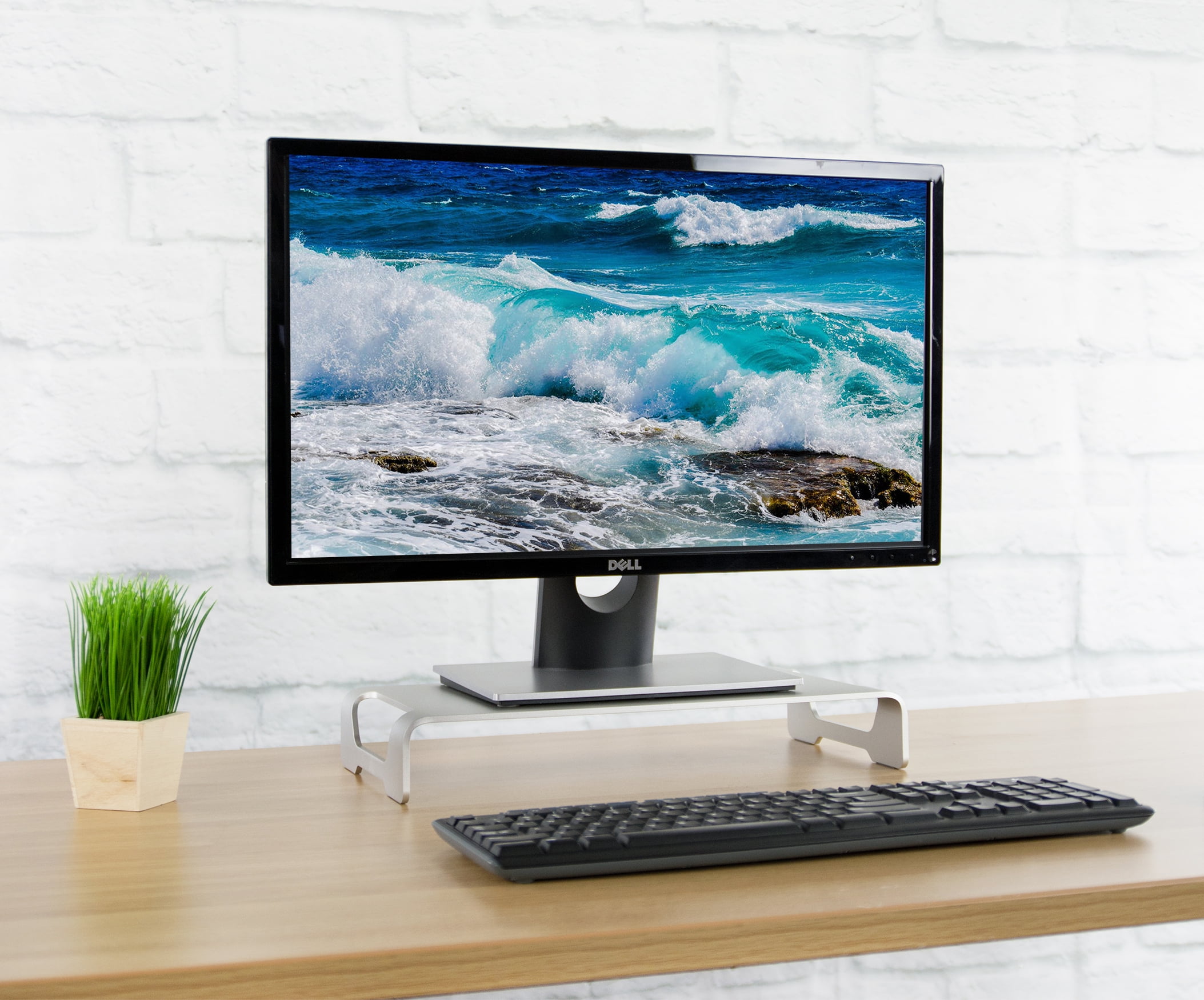 VIVO Silver Aluminum 16" Monitor Riser Ergonomic Desktop Stand Desk Organizer