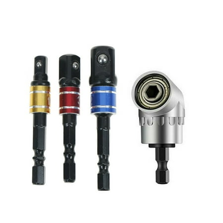 

4PCS 1/4 Right Angle Drill Adapter Impact Driver Extension Hex Bit Hand Tools