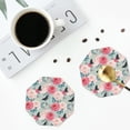thumbnail image 5 of Bingfone Vintage Roses and Butterflies Leather Drinks Coasters with Set of 6,Suitable for Home Kitchen,Coffee Cup Coasters Home Gift, 5 of 9