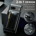 thumbnail image 2 of Nalacover Wallet Case for Google Pixel 7, 2 in 1 Design Zipper Pocket Luxury Shining PU Leather Cover with Back Card Slots Holder Magnetic Kickstand Shockproof Anti-Scratches Case,Black, 2 of 11