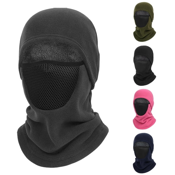 XIAOCHA Women’S Mesh‑Panel Balaclava Fleece‑Knit Fall‑Winter Outdoor Hood,Grey